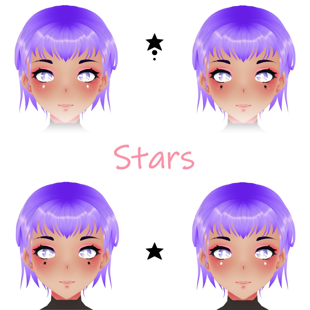 VRoid BETA -- Face Stamps & Eye Make Up Textures -- Free and Paid