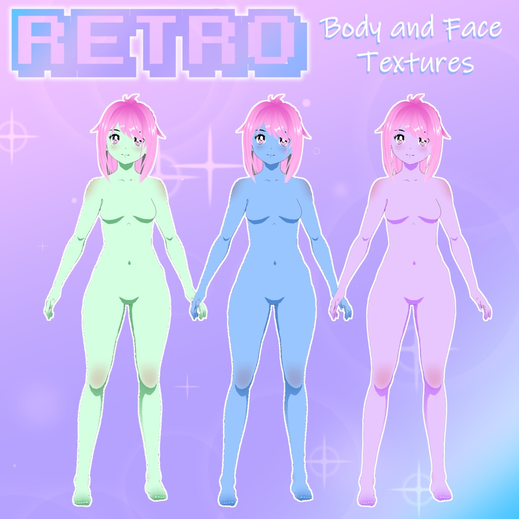 VRoid V1 and BETA -- Retro Style Skin -- Body and Face Textures