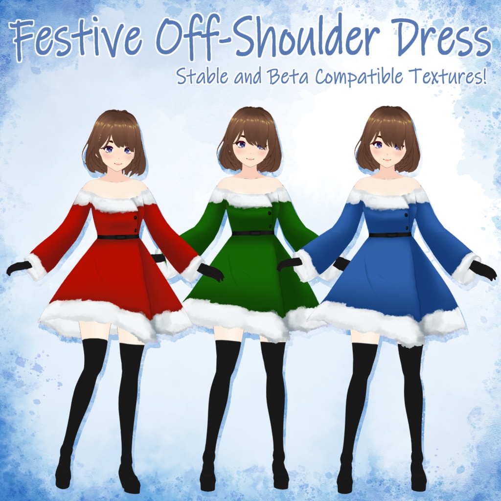 VRoid STABLE & BETA -- Festive Off-Shoulder Dress