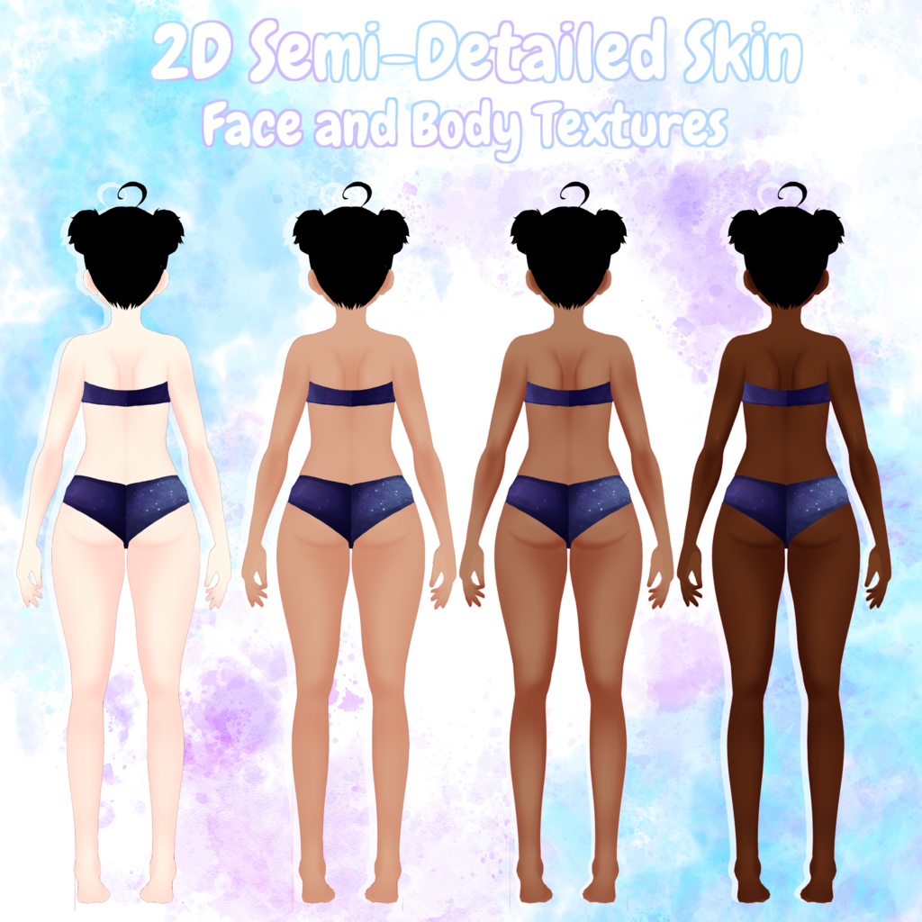 VRoid STABLE -- 2D Semi-Detailed Skin -- Body and Face Textures -- VRoid用ボディ・顔テクスチャ