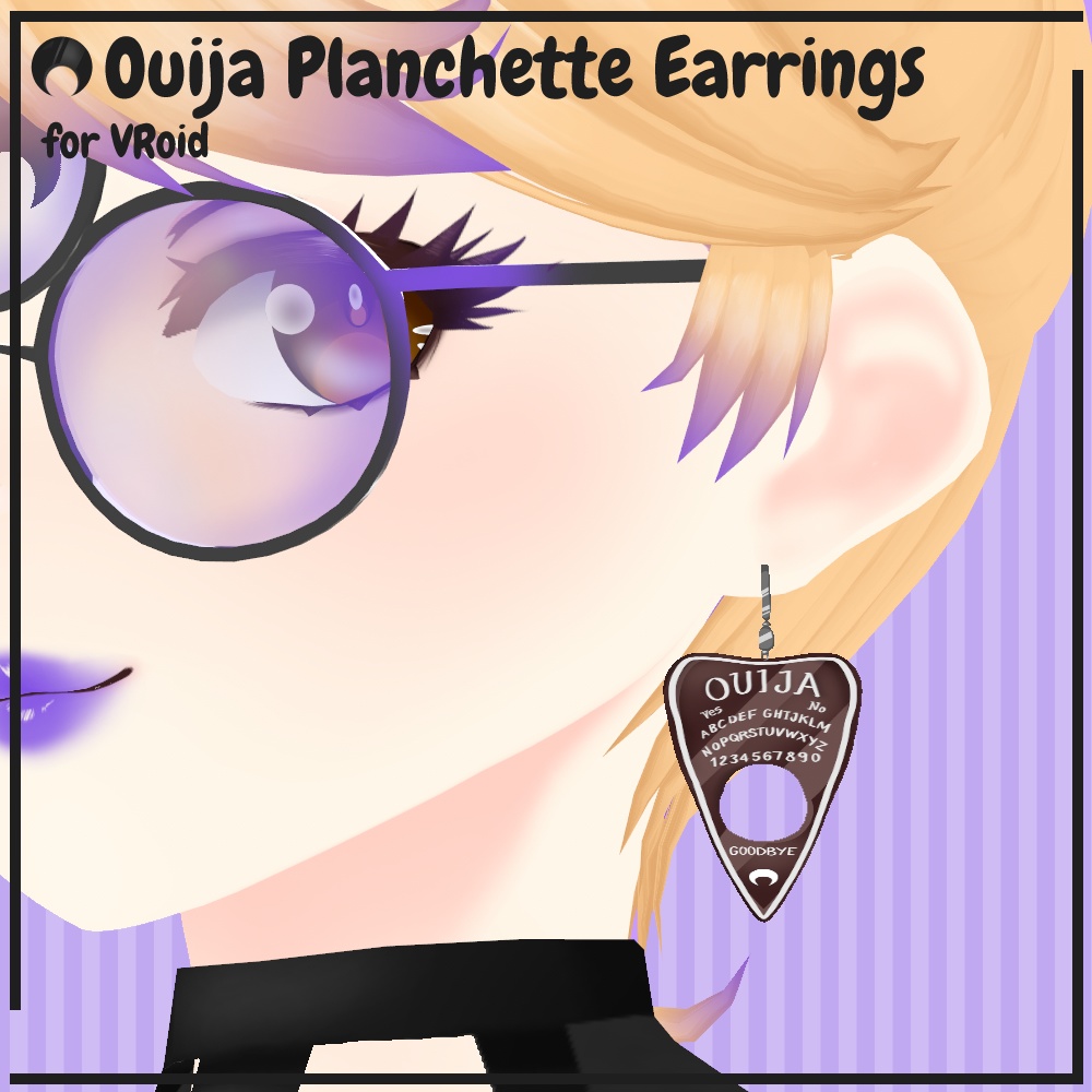 VRoid STABLE & BETA -- Ouija Planchette Earrings (Hair Preset) -- Ouijaプランシェットピアス(ヘアプリセット)