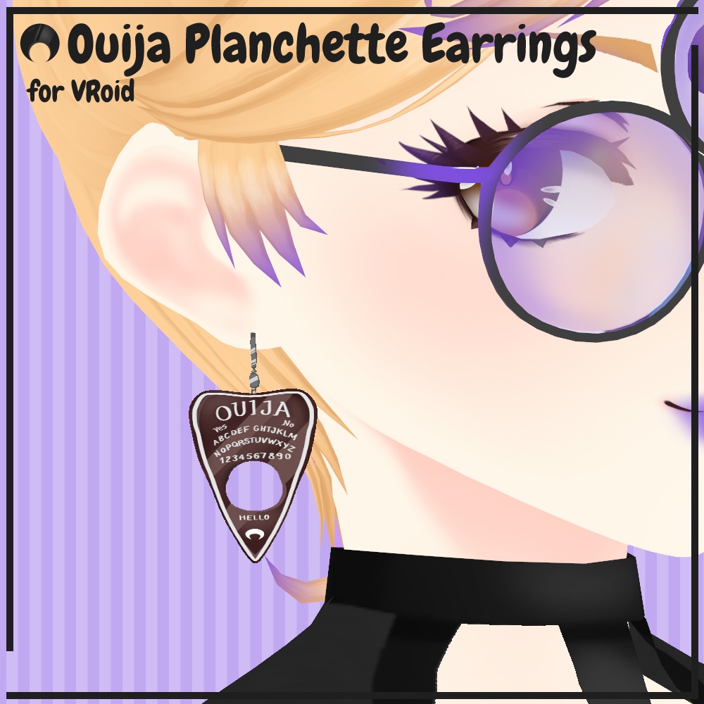 VRoid STABLE & BETA -- Ouija Planchette Earrings (Hair Preset) -- Ouijaプランシェットピアス(ヘアプリセット)