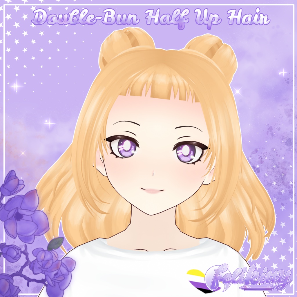 VRoid Stable -- Double-Bun Half Up Hair -- ダブルバン・ハーフアップ・ヘア
