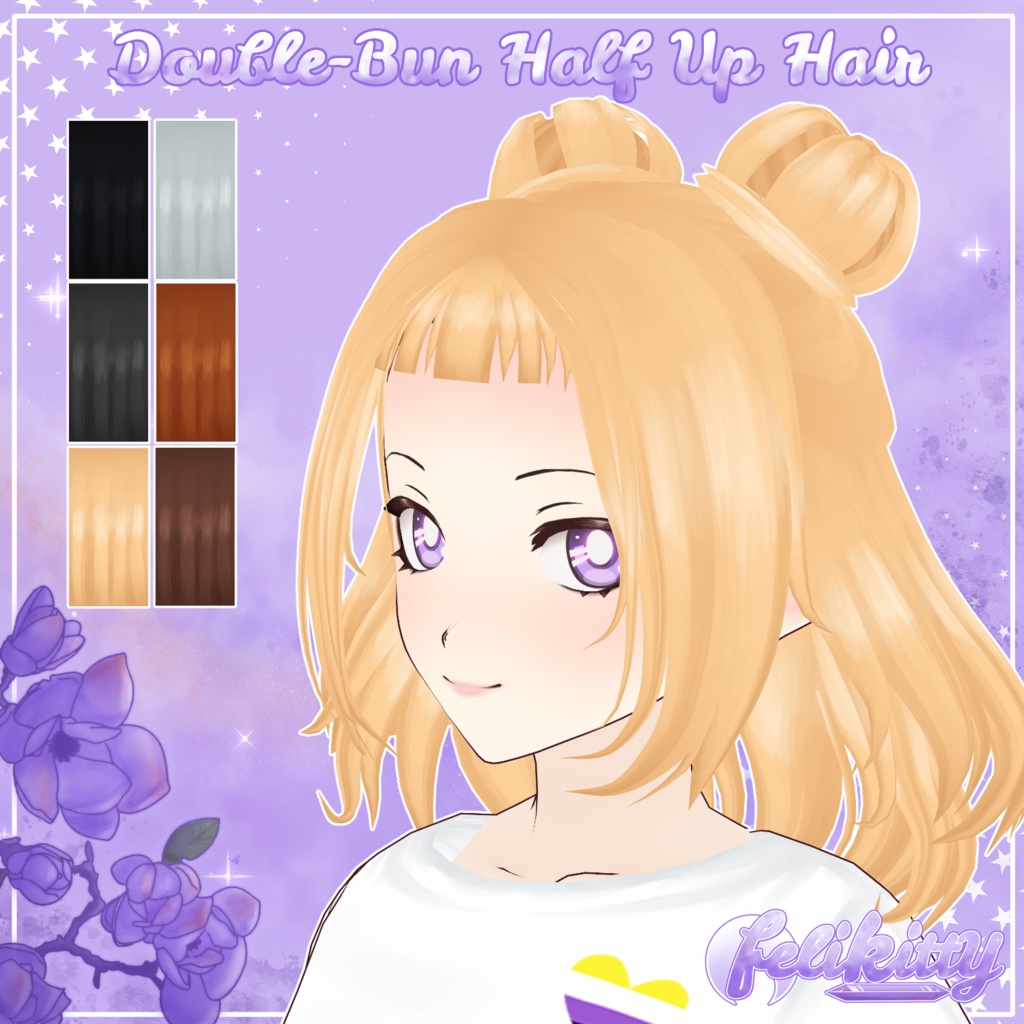 VRoid Stable -- Double-Bun Half Up Hair -- ダブルバン・ハーフアップ・ヘア