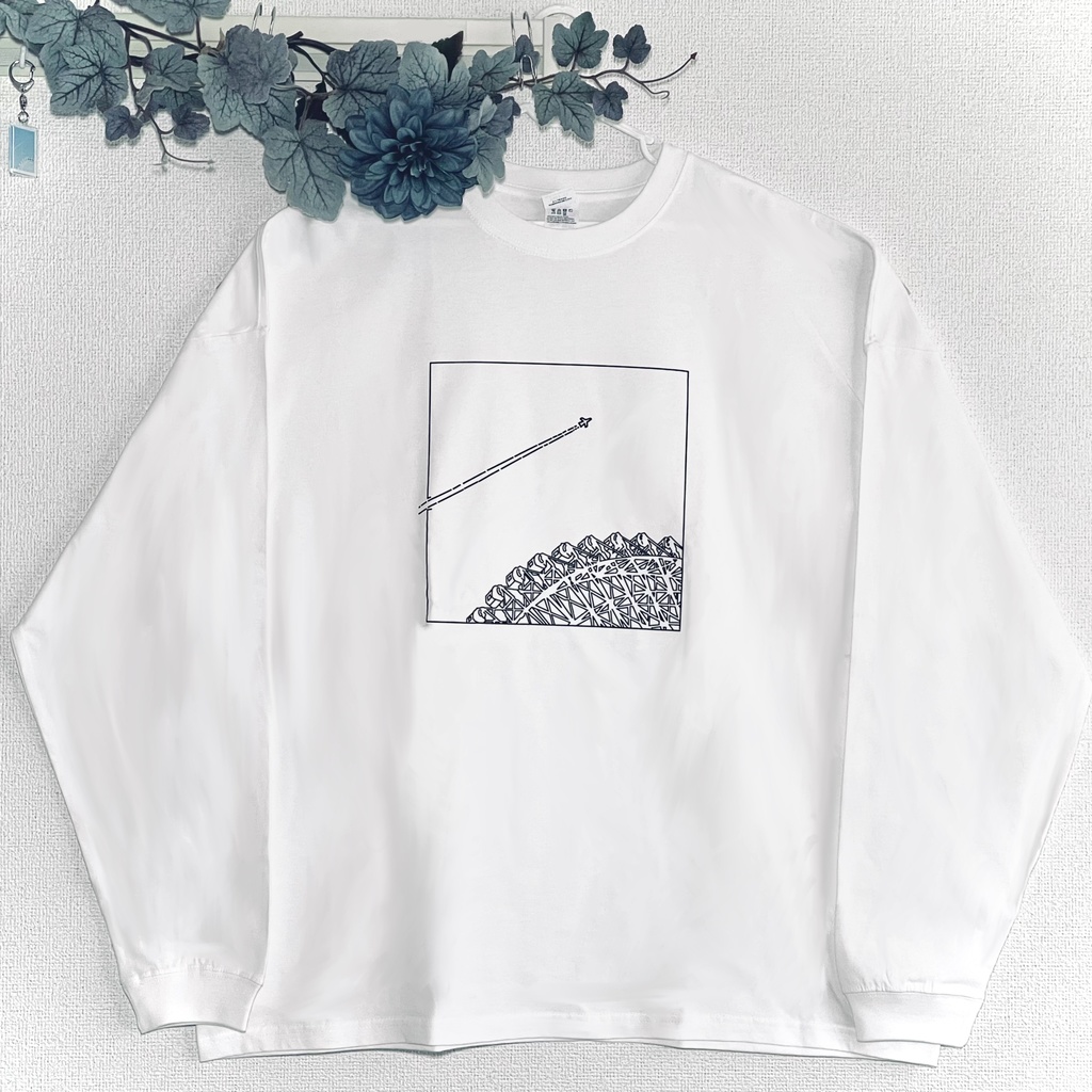 ビッグシルエットロングスリーブTシャツ「仄日たち」White