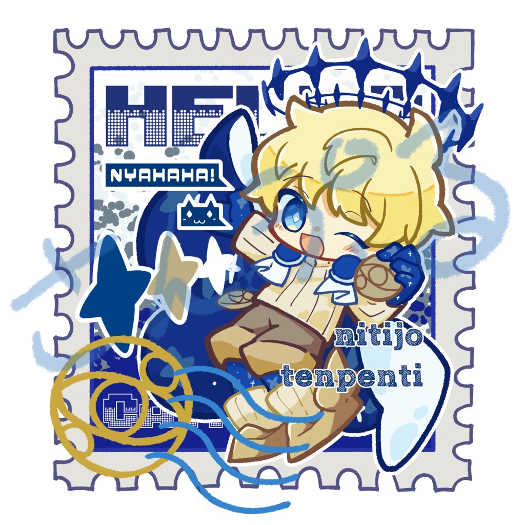 【アクキー】ニャル君　切手風