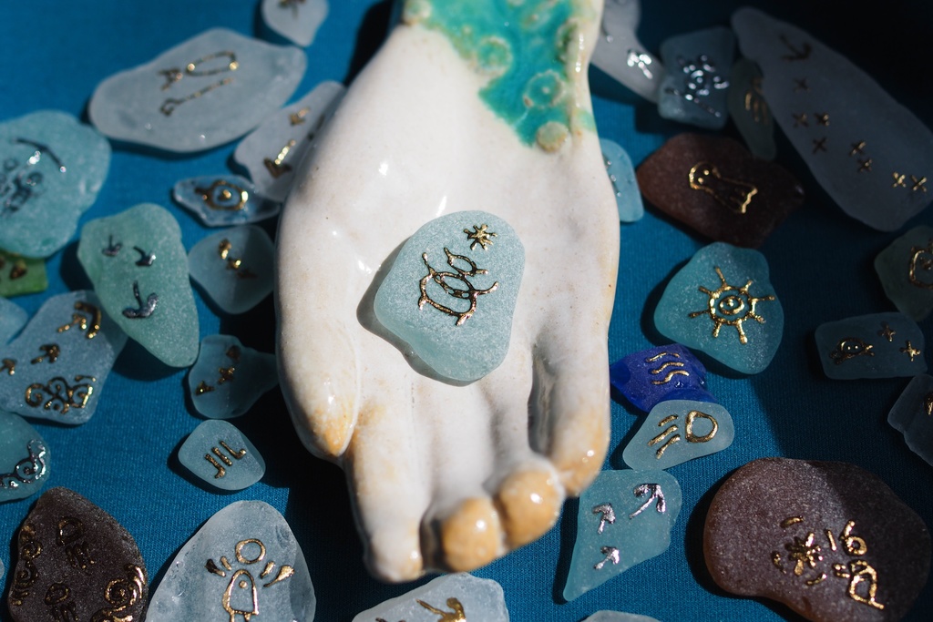 sky壁画風シーグラスオブジェ