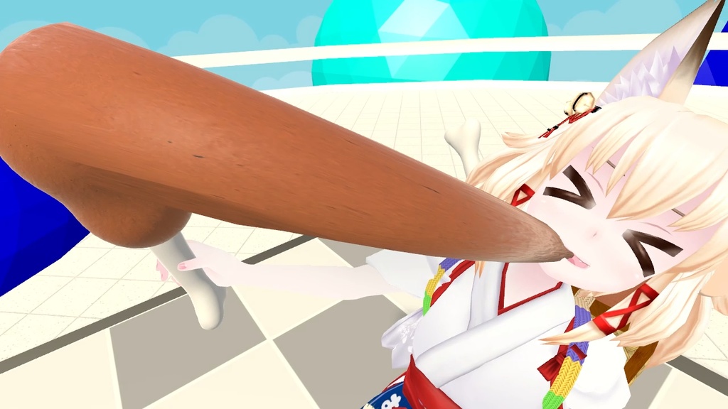 3Dモデル「のびるマンガ肉」+のびるギミック(VRChat用)