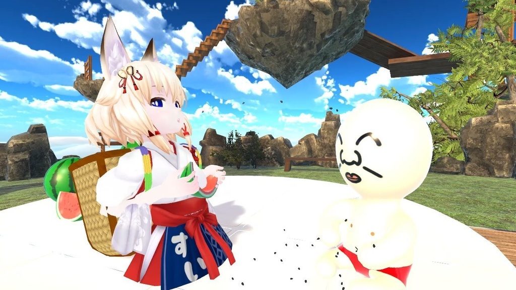 3Dモデル「スイカ」+早食いギミック(VRChat用)