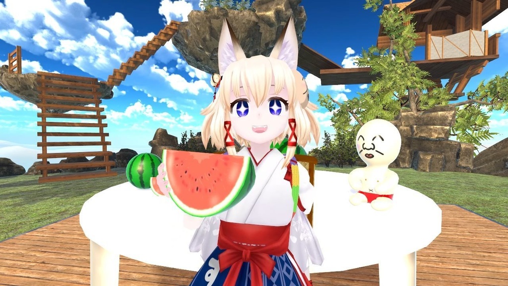 3Dモデル「スイカ」+早食いギミック(VRChat用)