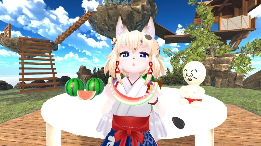 3Dモデル「スイカ」+早食いギミック(VRChat用)