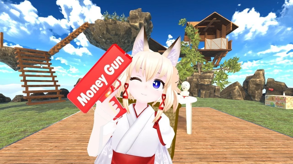 3Dモデル「マネーガン(キャッシュキャノン)」+お札パーティクル