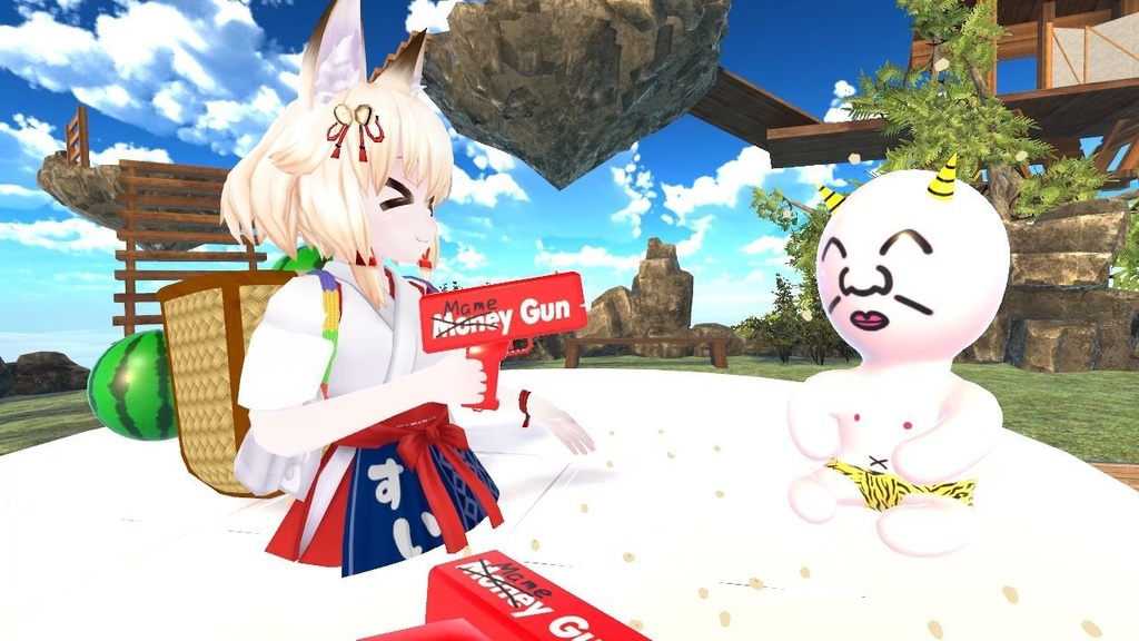 3Dモデル「マネーガン」用アドオン「マメーガン(節分用豆まきガン)」