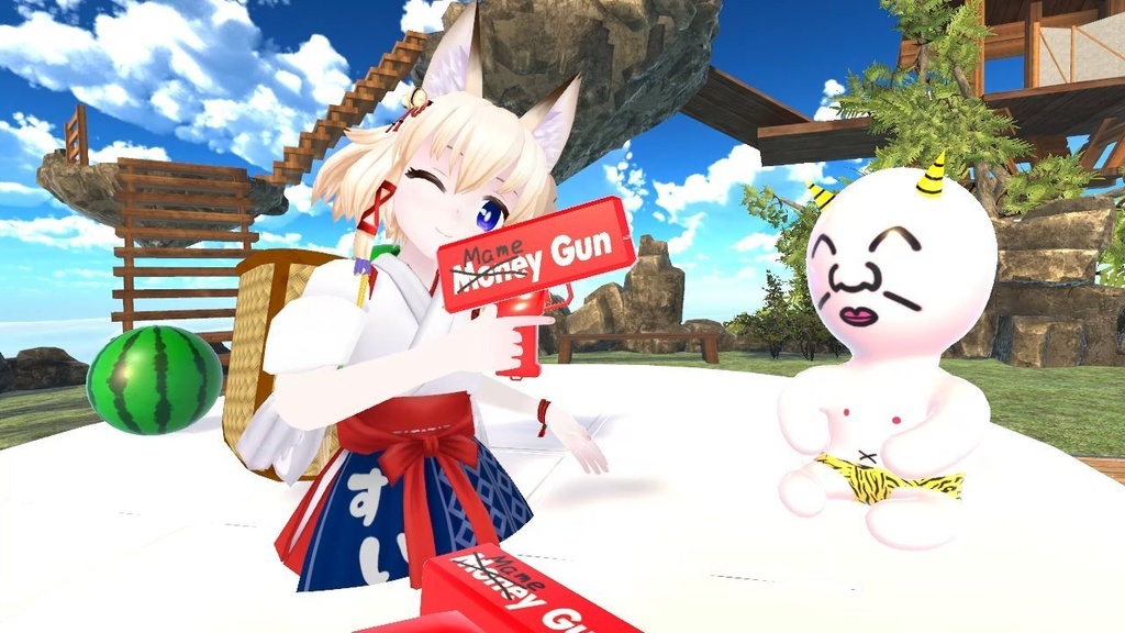 3Dモデル「マネーガン」用アドオン「マメーガン(節分用豆まきガン)」