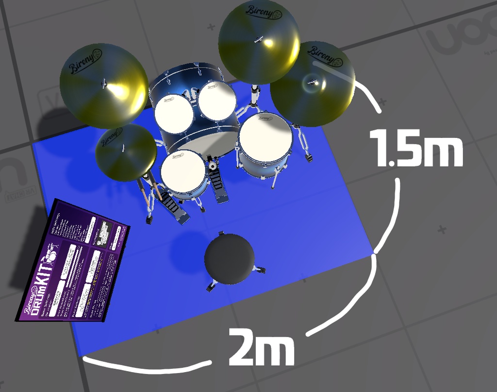 3Dモデル「Birony Drum Kit ドラムキット」+ VRChat Udon用ギミック