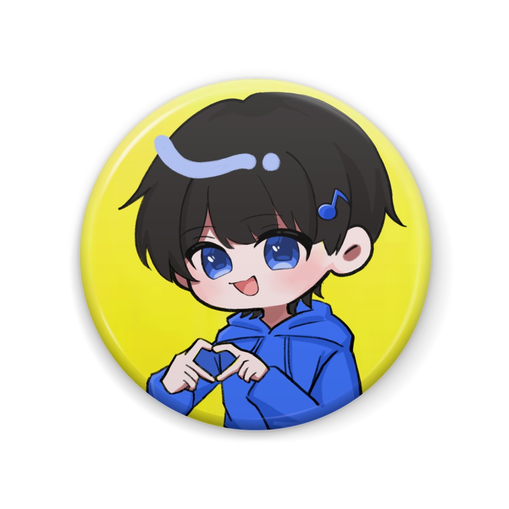 優音♪活動5周年記念缶バッチ③~届け!!この想い✨指ハート💙~