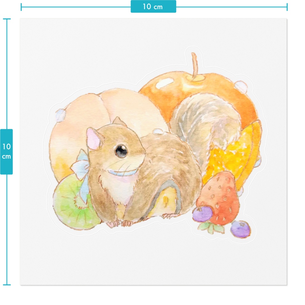 アメリカモモンガと果物のステッカー