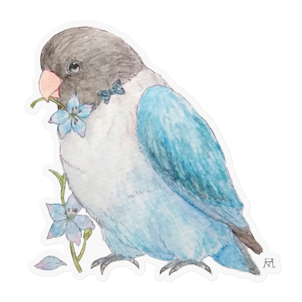 ボタンインコステッカー