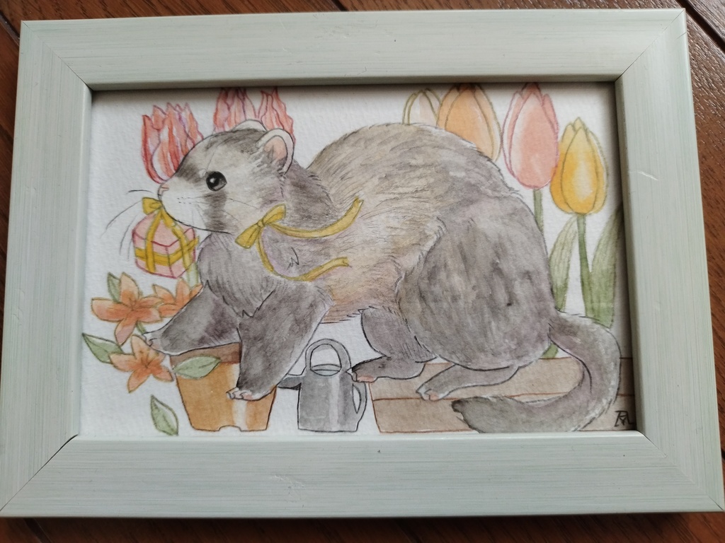 フェレット 春の散歩道 原画