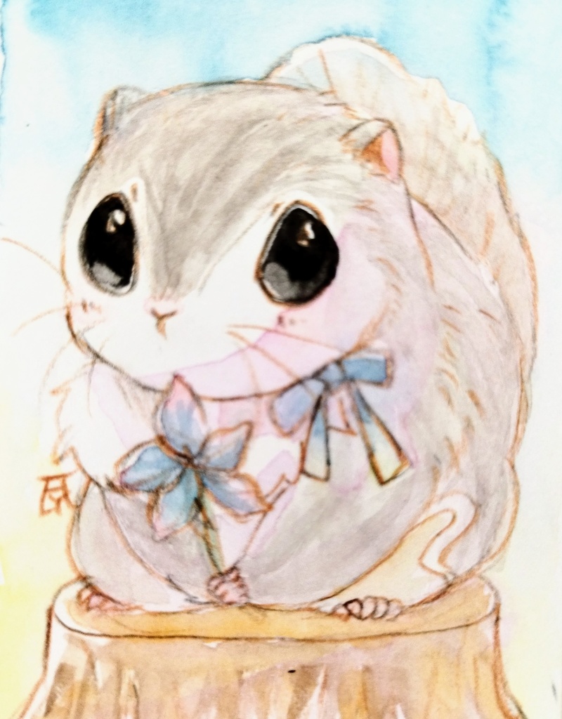 エゾモモンガ 透明水彩イラスト原画