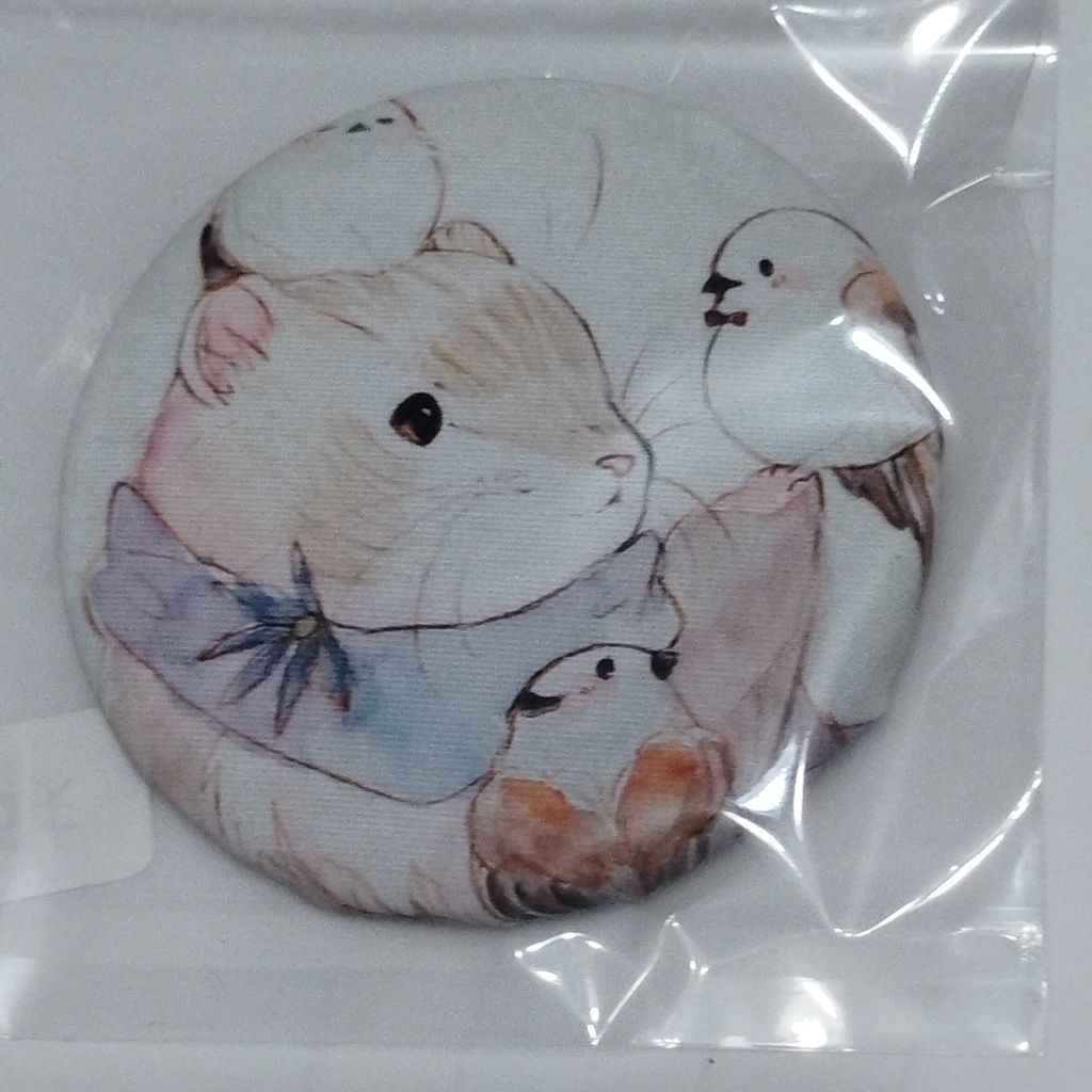 小動物 布缶バッジ