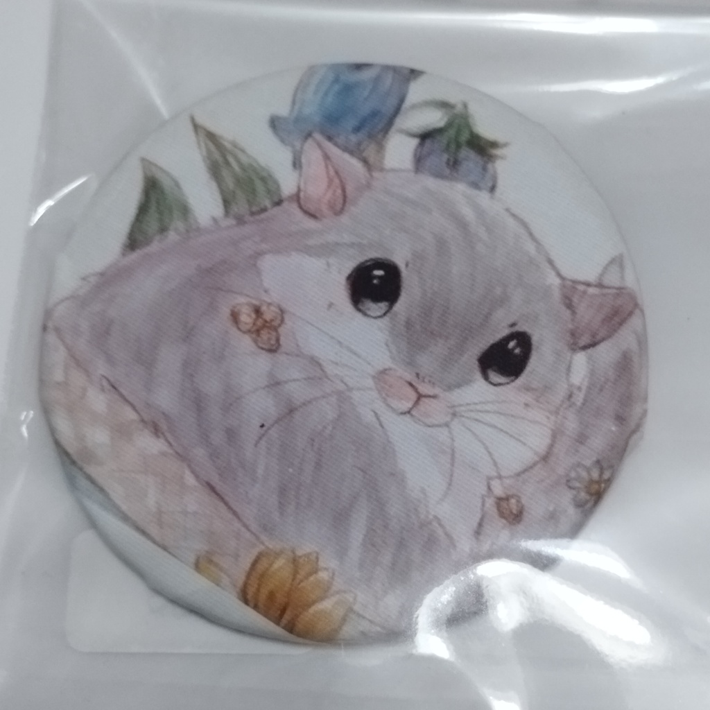 小動物 布缶バッジ