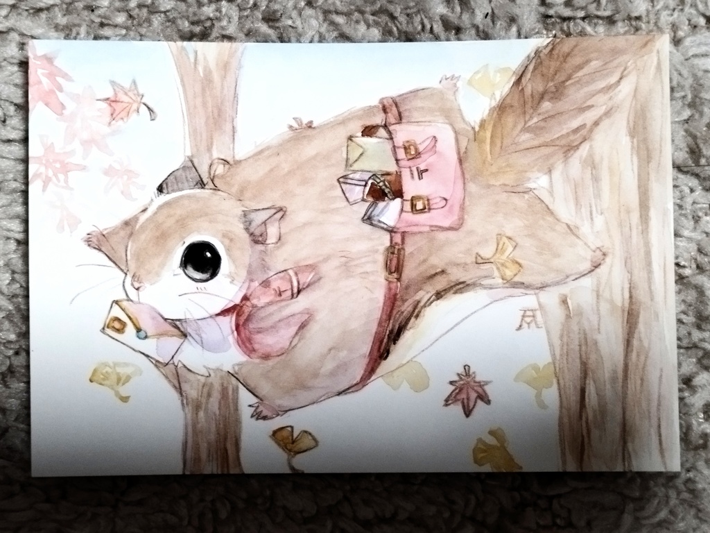 アメリカモモンガ 透明水彩イラスト原画