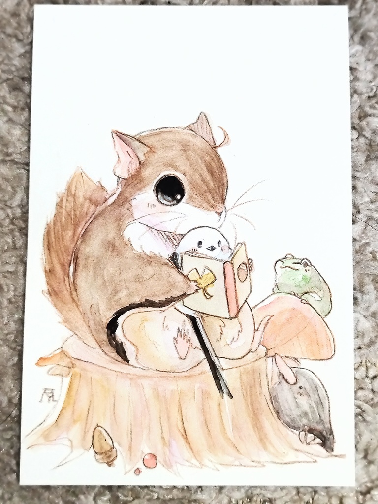 アメリカモモンガ 透明水彩イラスト原画