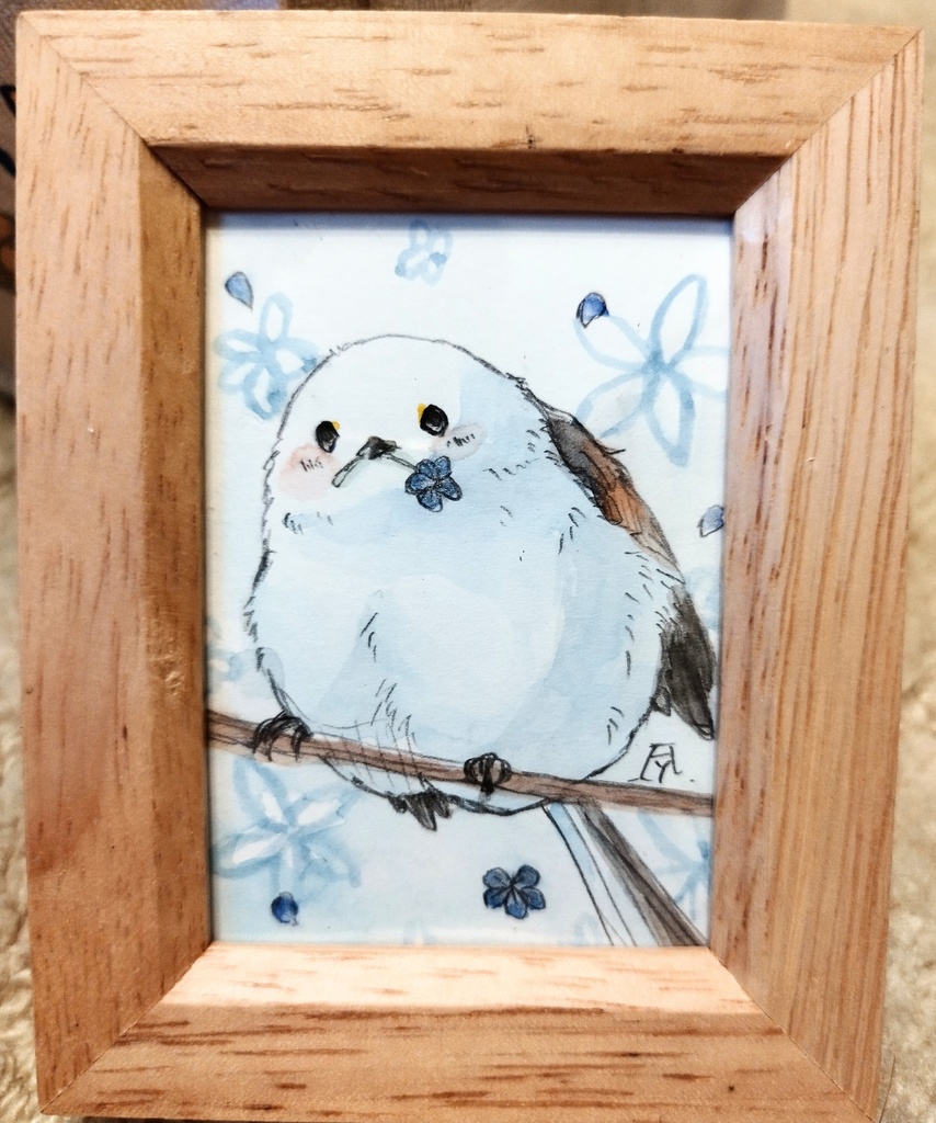 シマエナガ 透明水彩イラスト原画