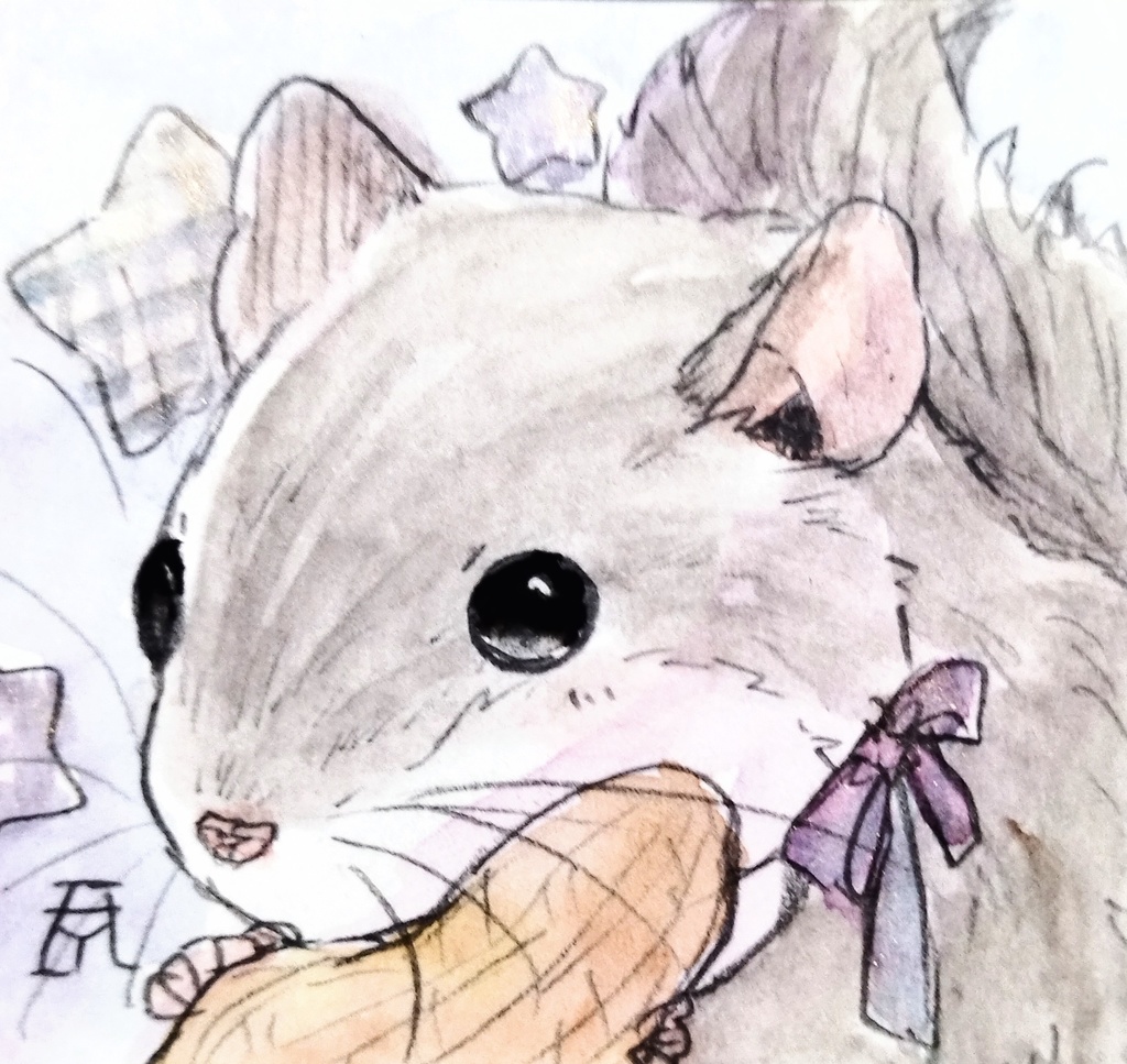 エゾモモンガ/オオヤマネ 透明水彩イラスト原画