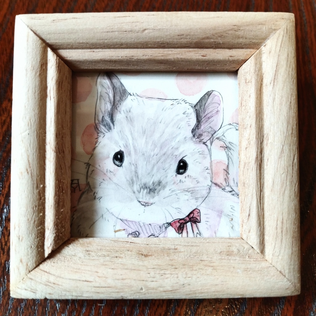 チンチラ 透明水彩イラスト原画