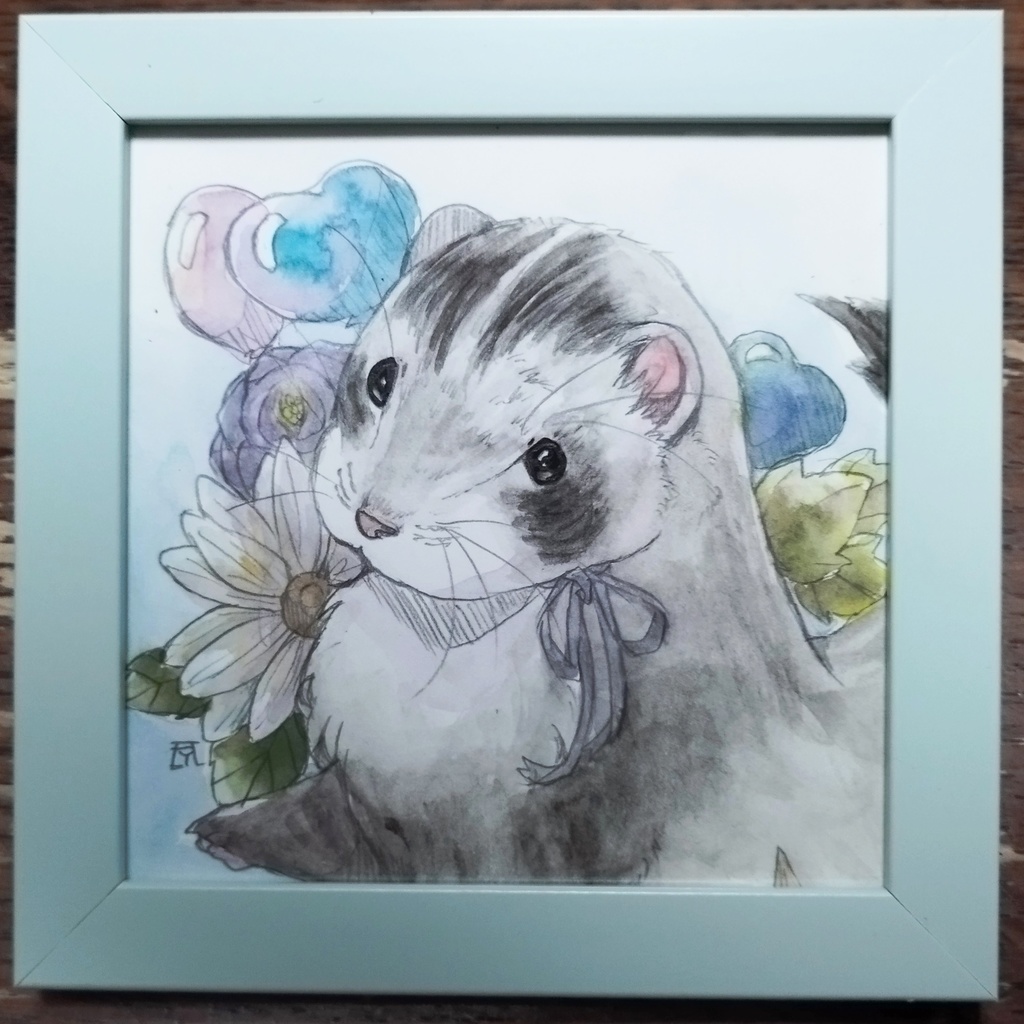 フェレット ブレイズ 透明水彩イラスト原画