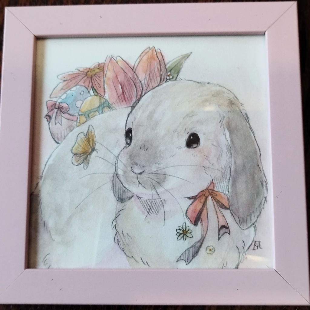 ロップイヤー 透明水彩イラスト原画