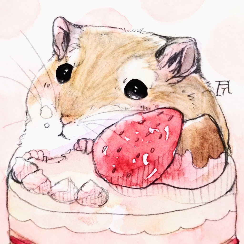 ハムスター/フェネック　透明水彩イラスト原画