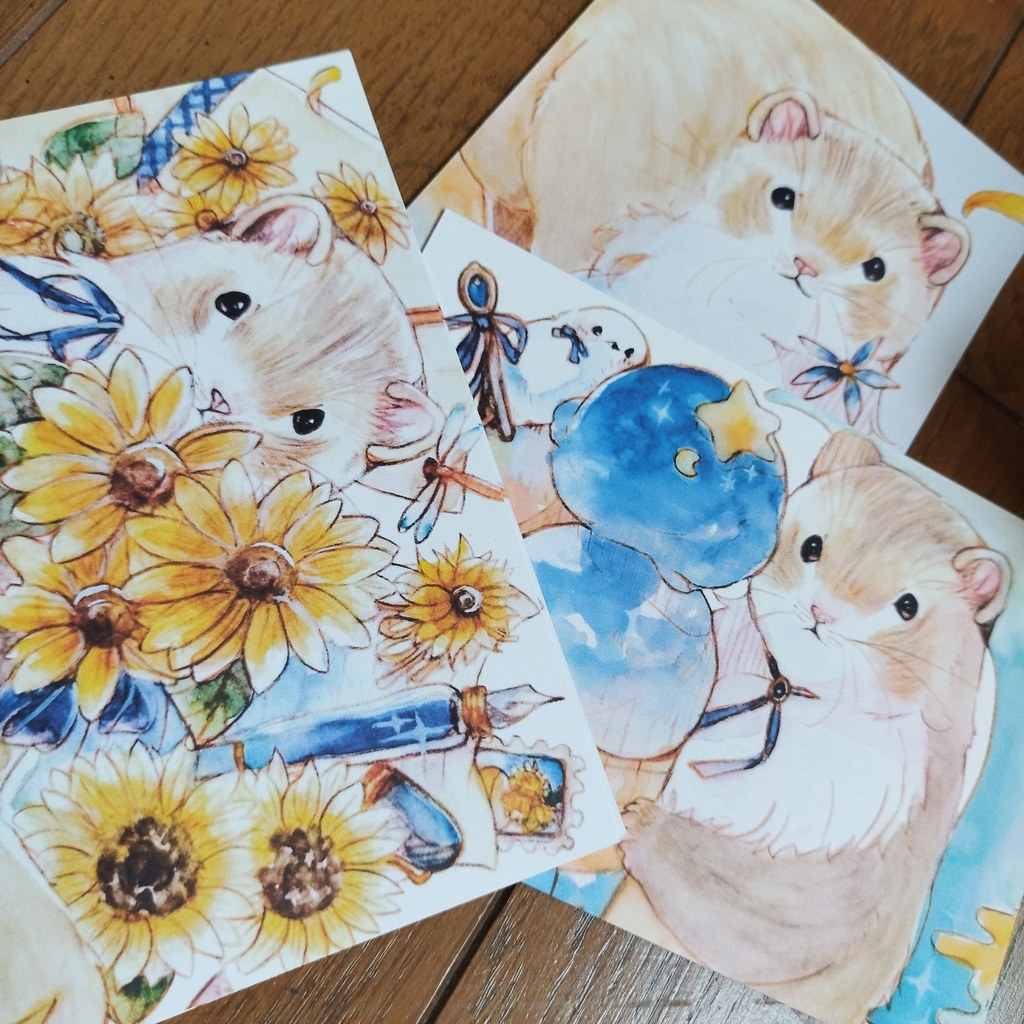 フェレット　夏のポストカードセット