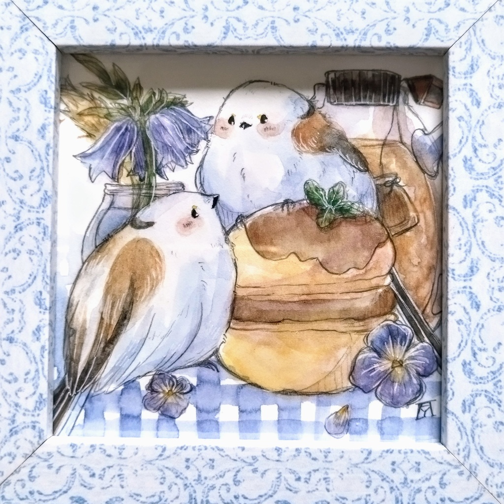 シマエナガ 透明水彩イラスト原画