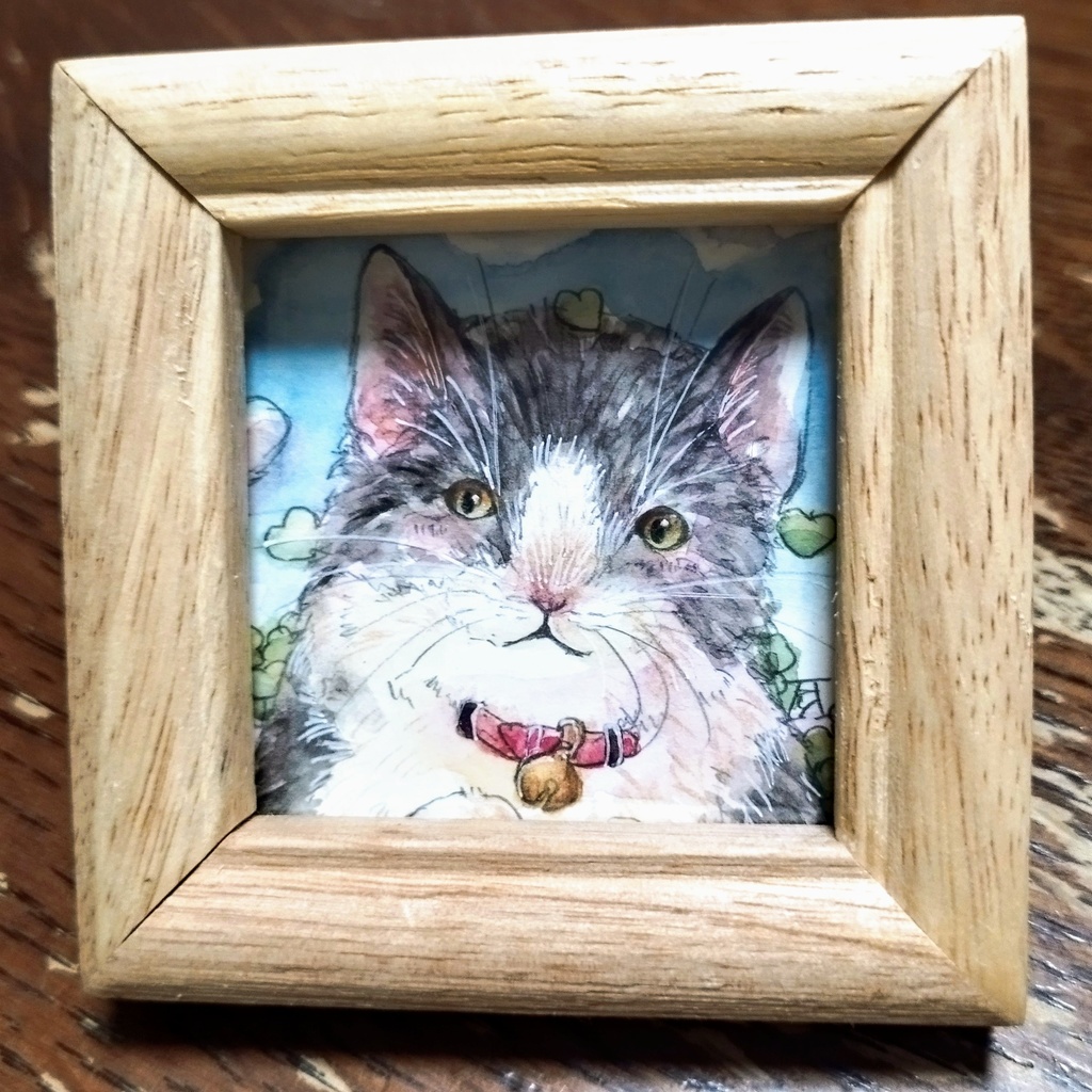 きつね/ねこ/パピヨン 透明水彩イラスト原画