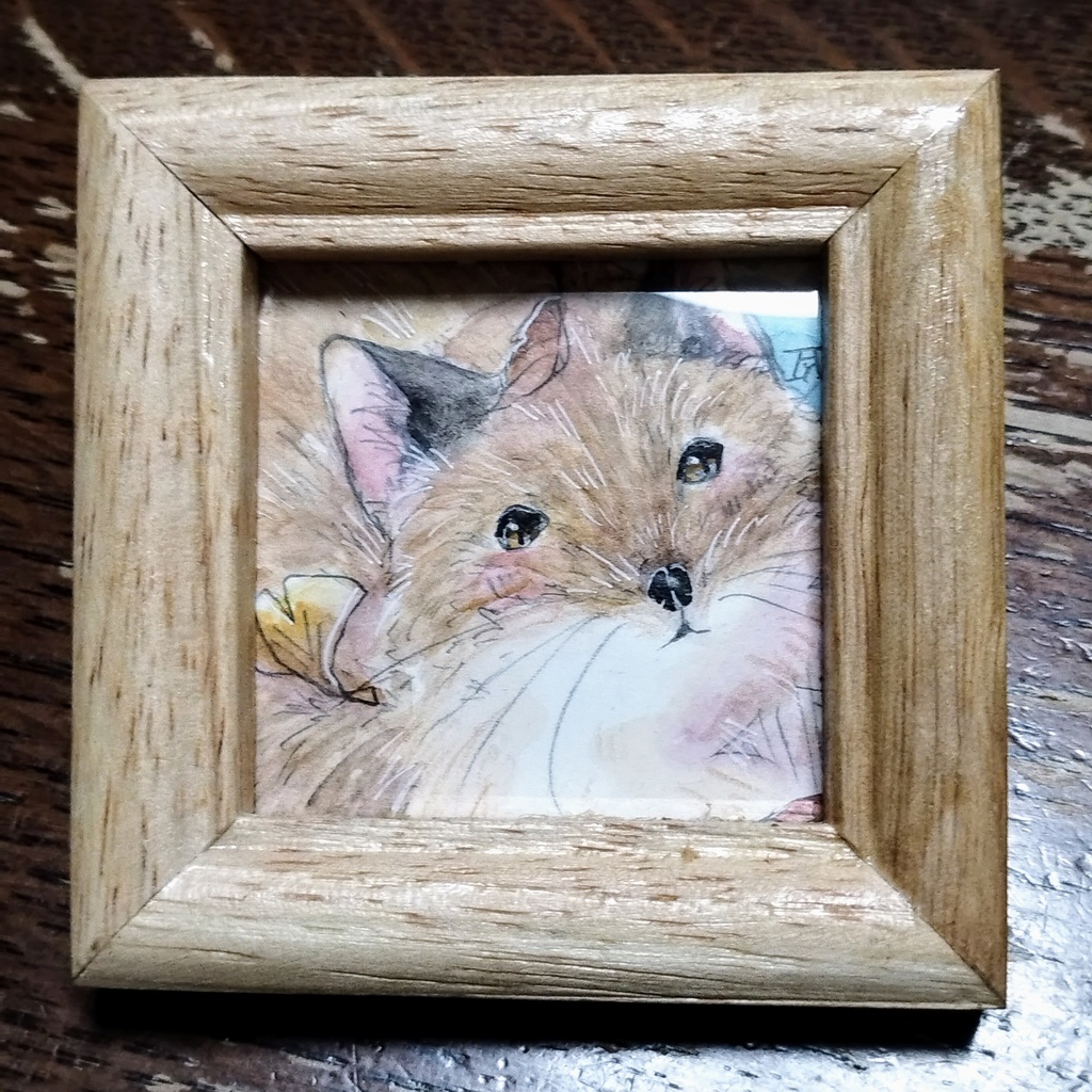 きつね/ねこ/パピヨン 透明水彩イラスト原画