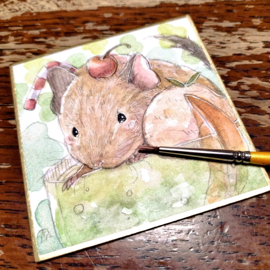 デグー 透明水彩イラスト原画