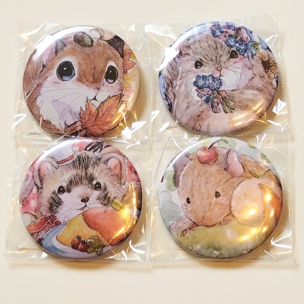 缶バッジ　フェレット モモンガ アフリカヤマネ デグー