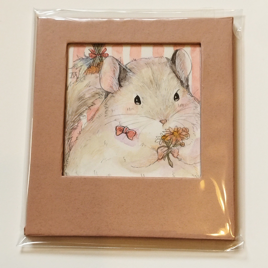 ハリネズミ チンチラ 透明水彩イラスト原画