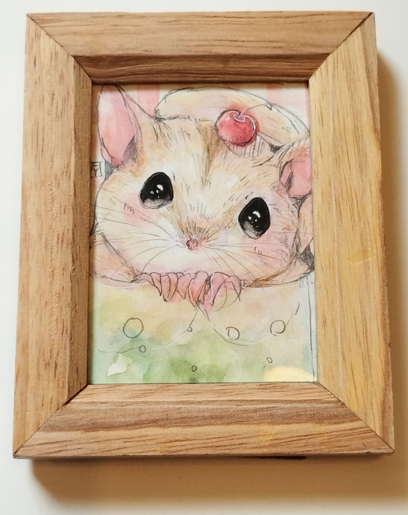 透明水彩イラスト原画 シマリス フクロモモンガ