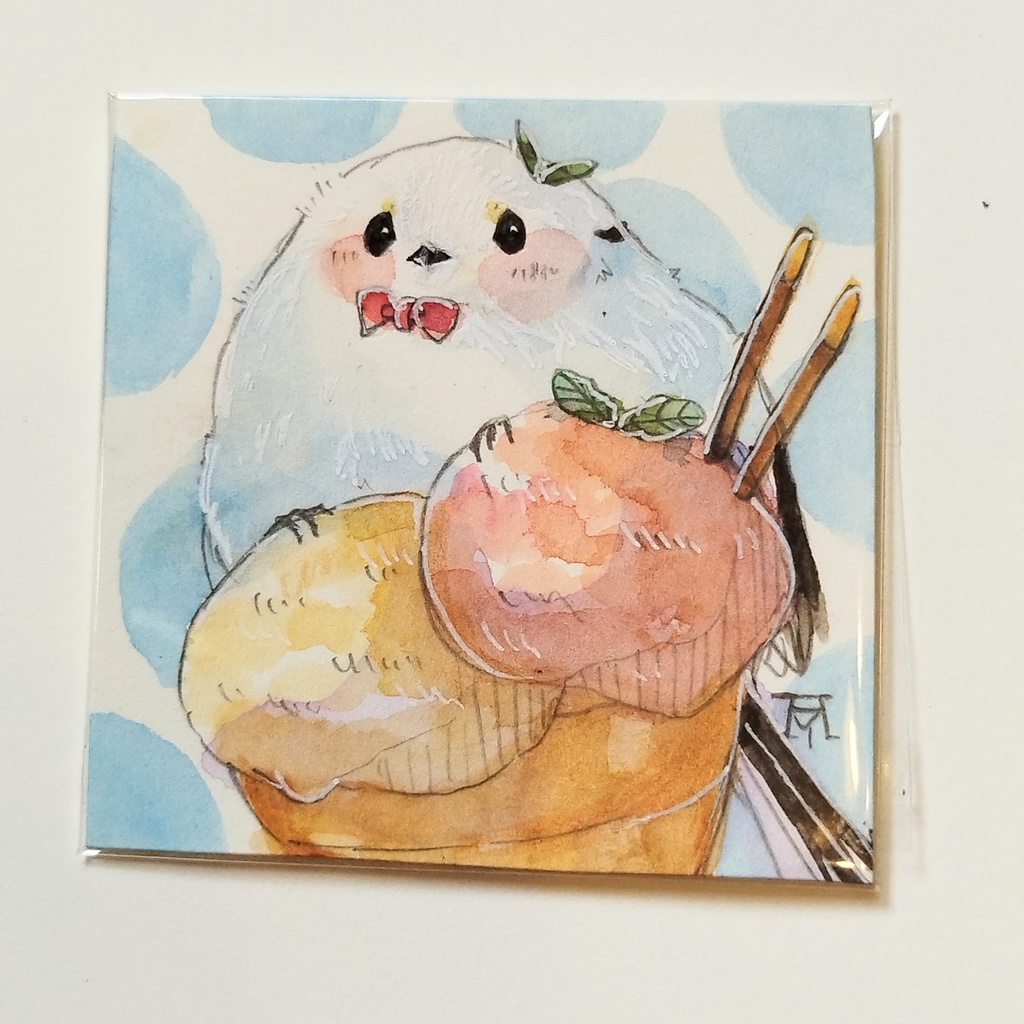 ドローイング 原画 シマエナガ フェレット