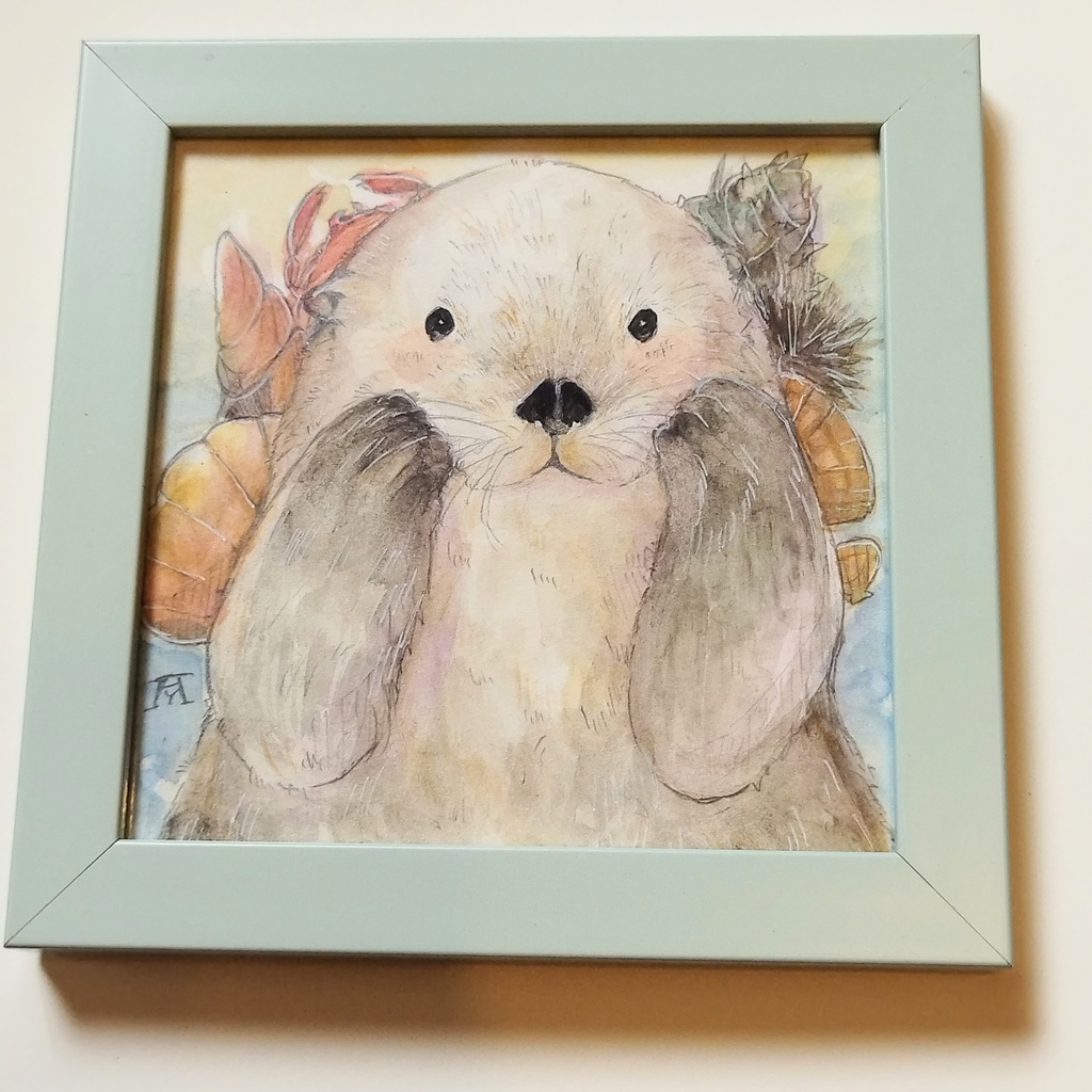 ラッコ　透明水彩イラスト原画