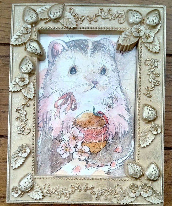 フェレット　透明水彩イラスト原画