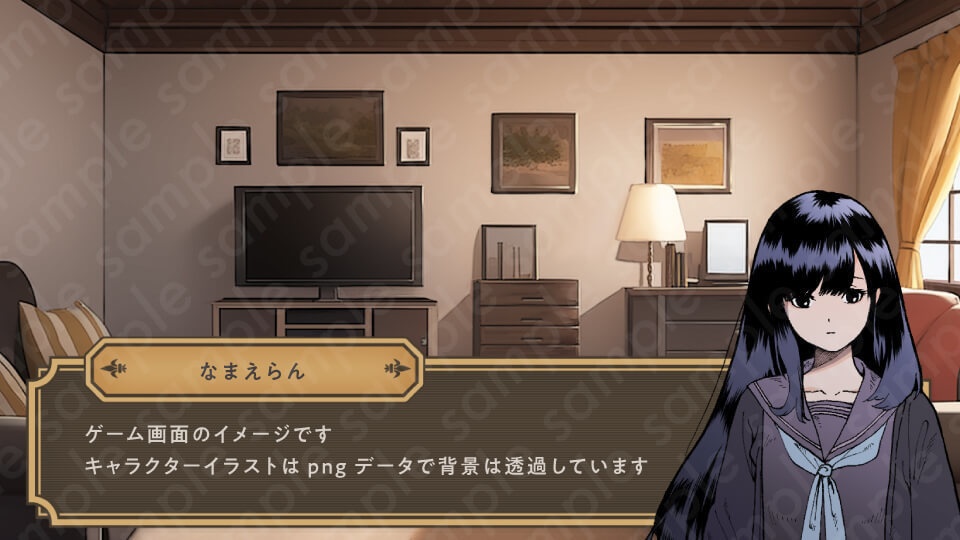 【ミステリー系立ち絵素材】女子中学生・セーラー服・女の子・ロングヘア・差分3種