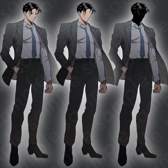 【ミステリー系立ち絵素材】30〜40代男性・仕事着・スーツ・黒髪・差分3種