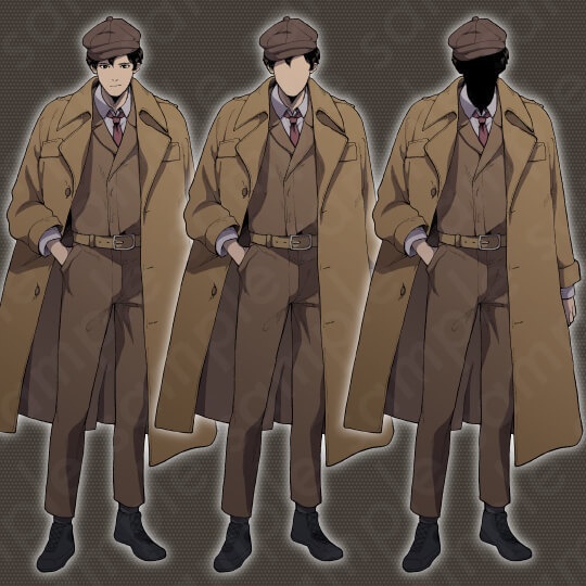 【ミステリー系立ち絵素材】20〜30代男性・探偵・茶髪・差分3種