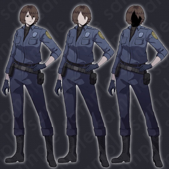 【ミステリー系立ち絵素材】20〜30代女性・警察・警官・茶髪・差分3種
