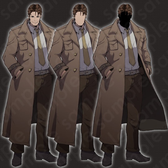 【ミステリー系立ち絵素材】40〜50代男性・警察・警部・茶髪・差分3種